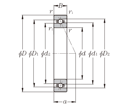 角接觸球軸承，品牌：NTN，尺寸圖1