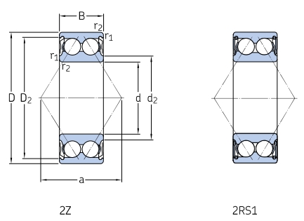 角接觸球軸承，品牌：SKF，尺寸圖3