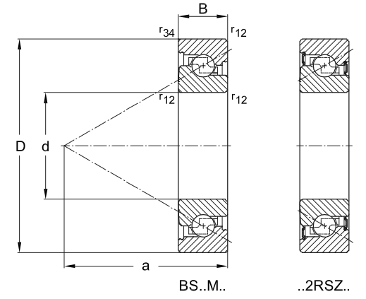 角接觸球軸承，品牌：IBC，尺寸圖1