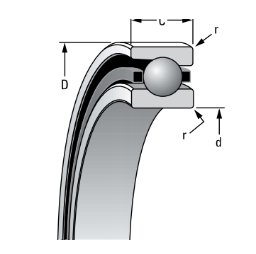 角接觸球軸承，品牌：TIMKEN，尺寸圖1
