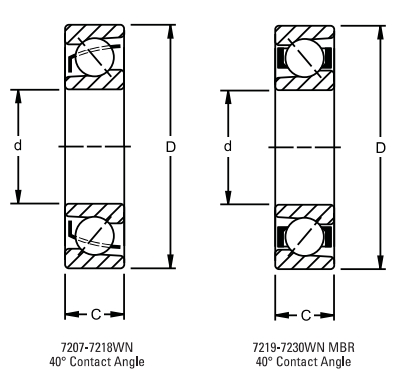 角接觸球軸承，品牌：TIMKEN，尺寸圖1